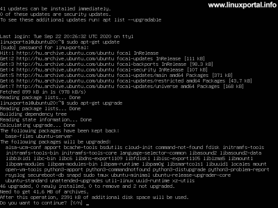 Minimal server - Installing Ubuntu 20.04 LTS (Focal Fossa) - Updating packages