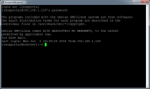 Terminal (CLI) - Debian login screen