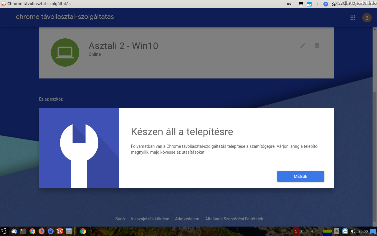 Chrome Távoli Asztal Szolgáltatás Nem Jelenik Meg