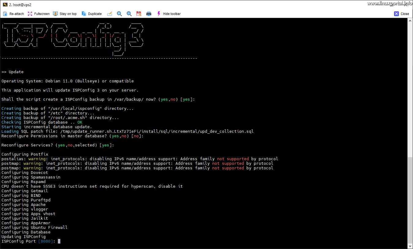 How to fix "dovecot master Error socket() failed Address family not
