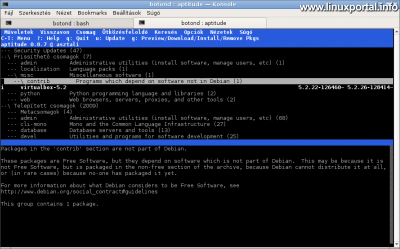 Aptitude szöveges csomagkezelő frontend