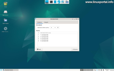 XFCE desktop - Workspaces - Settings