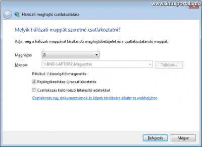 Windows - Hálózati meghajtó csatlakoztatása