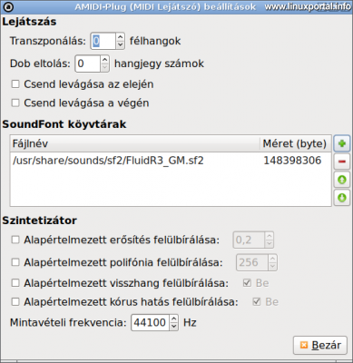 Audacious - AMIDI Plugin beállítások