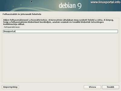 Debian 9 (Stretch) Minimum Server Installation - Users - Normal user name