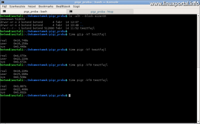 Comparison of Gzip and Pigz compression rates with 9 compression levels