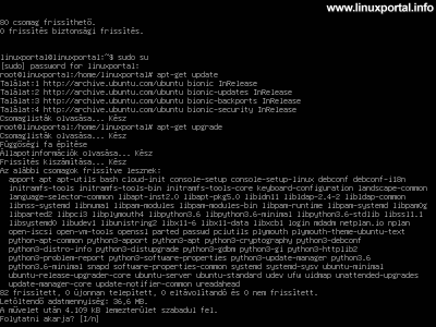 Ubuntu 18.04 LTS (Bionic Beaver) - Csomagok frissítése