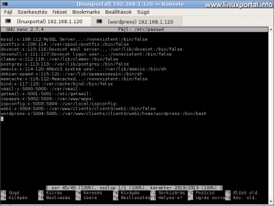 /etc/passwd fájl vége