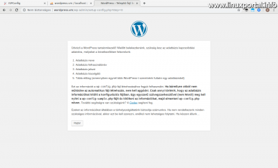 WordPress telepítés - Konfigurációs fájl tájékoztató