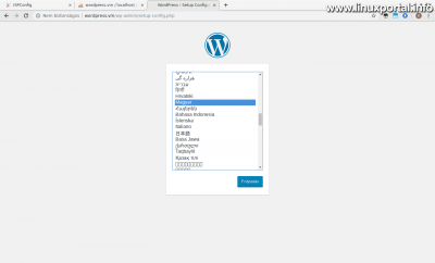 WordPress telepítés - Nyelv kiválasztása