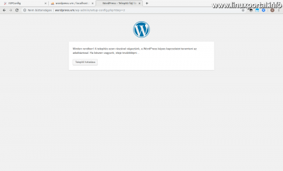WordPress telepítés - Sikeres adatbázis csatlakozás