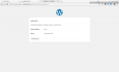 WordPress telepítés - Sikeres telepítés