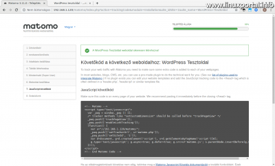 Matomo (Piwik) telepítése - 7. oldal: Követőkód beállítása (1. kép)