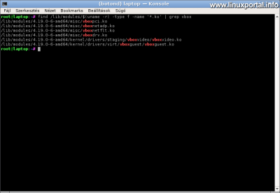 VirtualBox - betöltött kernel modulok