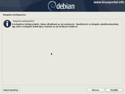 Debian 10 (Buster) minimális szerver telepítése - Telepítés befejezése