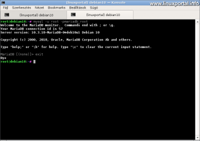 MariaDB root login by entering the password at the command prompt