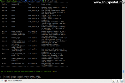 Upgrade Drupal Base System - Upgrade database with the drush command