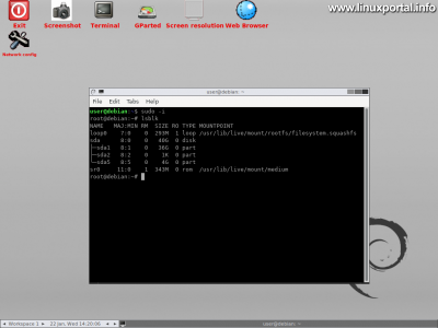 GParted Live - Graphical Interface - Root Terminal