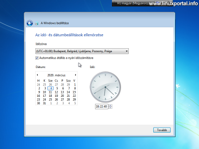 Windows beállítása - Dátum és idő