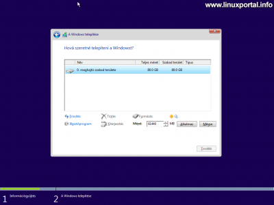 Windows Setup - Disk Partitioning - Create a new partition