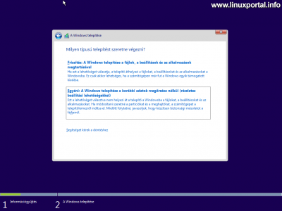 Windows telepítő - Telepítés módja