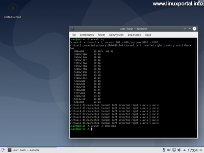 Debian 10 Live képernyőfelbontás beállítása