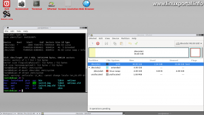 GParted Live - Chroot-olás a rendszer partícióba