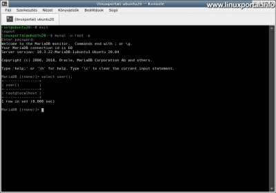 Installing Ubuntu 20.04 LTS (Focal Fossa) LAMP Server - Testing a database root user with a plain Linux user