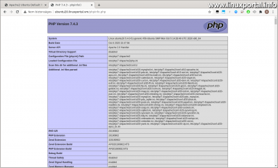 Ubuntu 20.04 LTS (Focal Fossa) LAMP Server Installation - PHP Testing