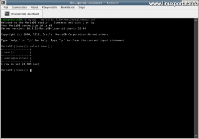 Ubuntu 20.04 LTS (Focal Fossa) LAMP Server Installation - Accessing the Database Server Using the Defaults File