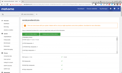 Matomo - System Check Page