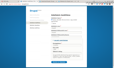 Drupal 9 Installation - Database Setup - Advanced Options