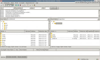 FileZilla - Kapcsolódva