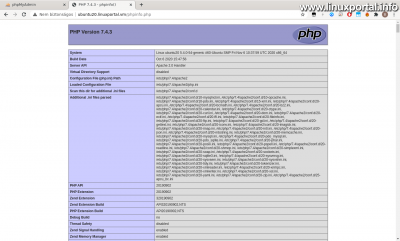 Checking the initial state using phpinfo