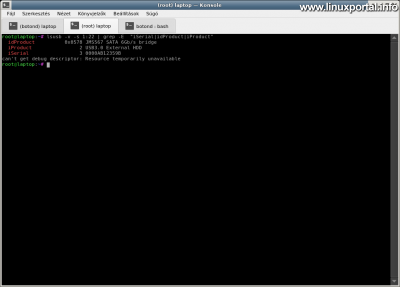 USB eszköz részleteinek lekérdezése az lsusb paranccsal