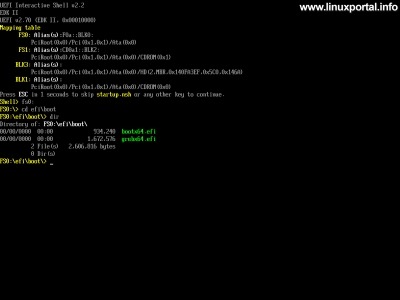 VirtualBox UEFI Shell - Az efi\boot könyvtár listázása