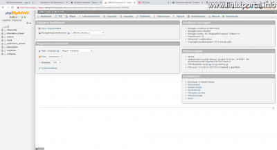 phpMyAdmin - Kezdőoldal