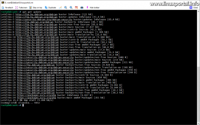 Csomagtár adatbázis frissítése a Debian 10 (Buster) csomagtárakkal