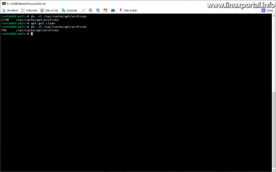 Debian csomaggyorsítótár ürítése és a felszabadult hely ellenőrzése