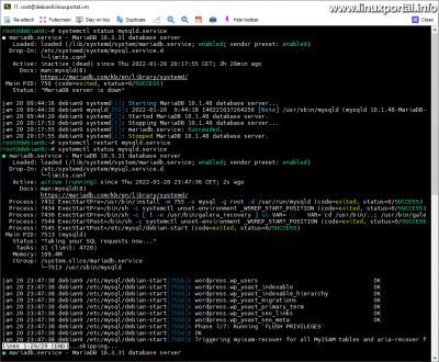 MySQL/MariaDB újraindítása