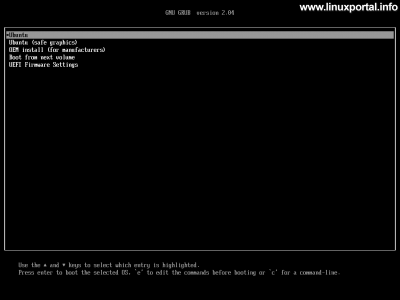 Installing Ubuntu 21.10 (Impish Indri) - GRUB menu
