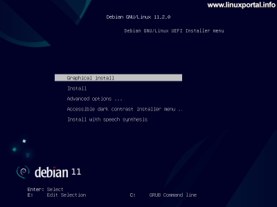 Installing Debian 11 (Bullseye) - Boot Main Menu