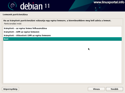 Installing Debian 11 (Bullseye) - Partitioning - Selecting a Partitioning Method