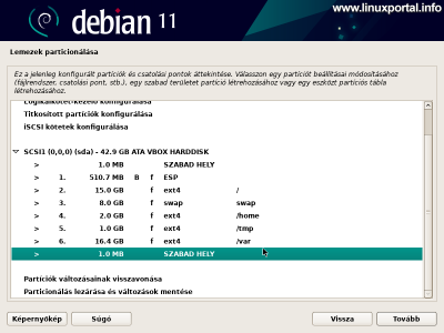Installing Debian 11 (Bullseye) - Partitioning - Viewing the Partition Table