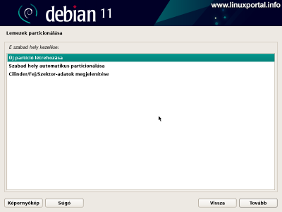 Installing Debian 11 (Bullseye) - Partitioning - Creating a New Partition