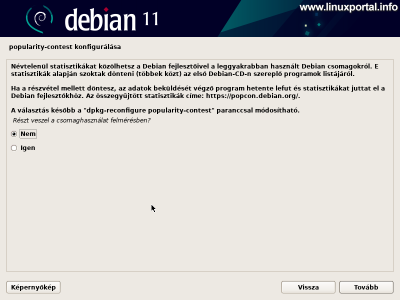 Installing Debian 11 (Bullseye) - Configuring the Popularity contest