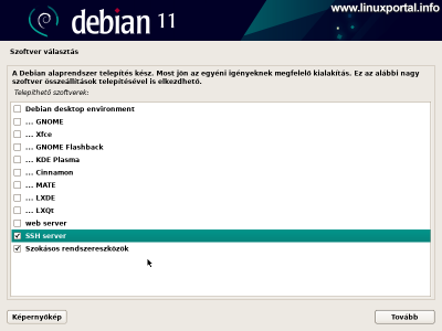Installing Debian 11 (Bullseye) - Software Selection