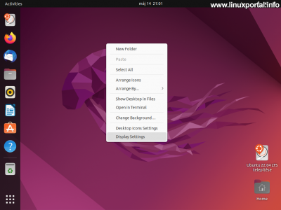 Install Ubuntu 22.04 LTS (Jammy Jellyfish) - Live - Display Settings Menu
