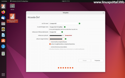 Installing Ubuntu 22.04 LTS (Jammy Jellyfish) - Enter user information and computer name
