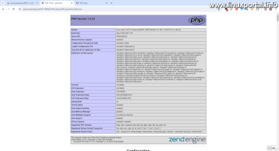 PHP környezet ellenőrzése - phpinfo 1. kép